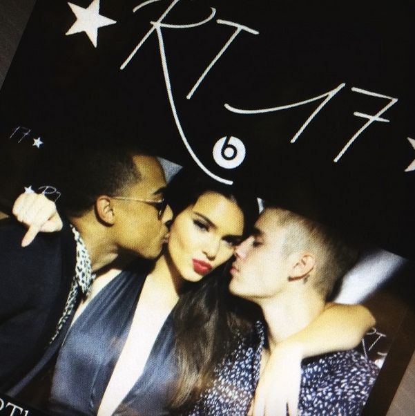 Kendall Jenner gets some kisses from Justin and Khalil