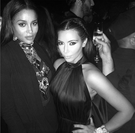 Kim takes a picture with her BFF Ciara