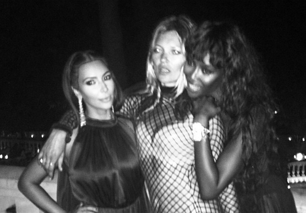 Kim hangs out with Kate Moss and Naomi Campbell