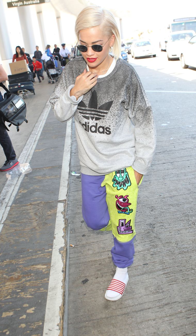 Rita Ora gave new meaning to keeping it casual as she arrived at Los Angeles International Airport.