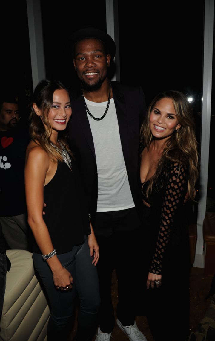 Jamie Chung, Kevin Durant, and Chrissy Teigen at the NBA 2K15 Launch Celebration at The Standard.