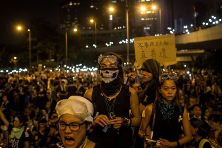 Thousands of pro democracy protestors unhappy with Chinese government’s plans to vet candidates in Hong Kong’s 2017 elections gather in the streets to demonstrate.