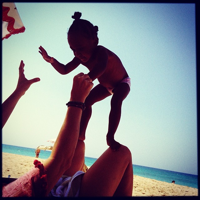Beach day with daughter Amaya.