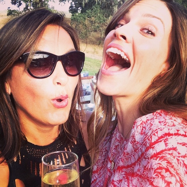 Champagne with BFF Hilary Swank.