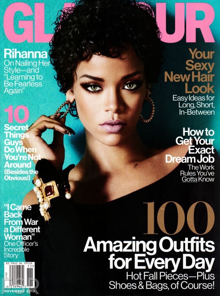 Rihanna goes chic for Glamour in 2013.