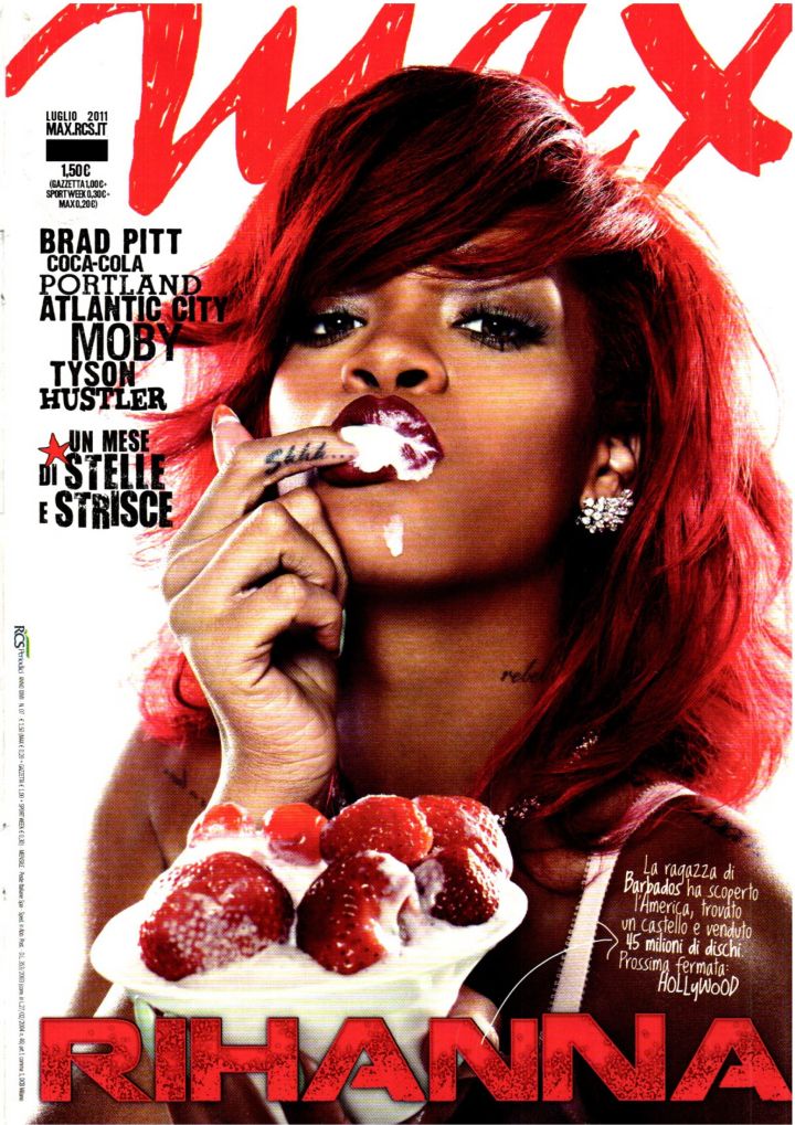 Rihanna gets seductive for Max Mag’s July 2011 issue.