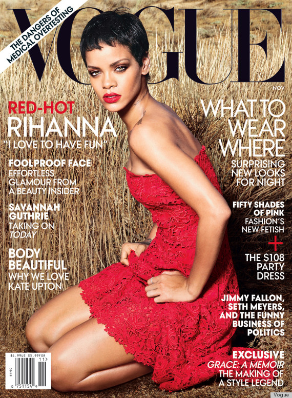Rihanna brings out the red for Vogue’s November 2012 issue.