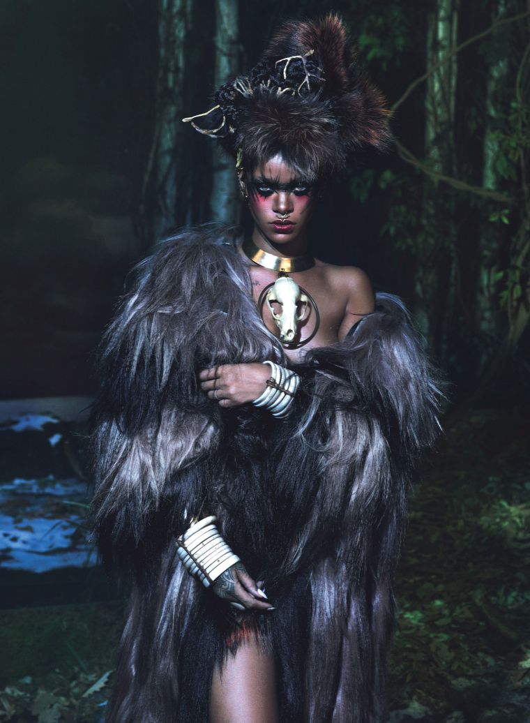 Rihanna goes dark for W Magazine in 2014.