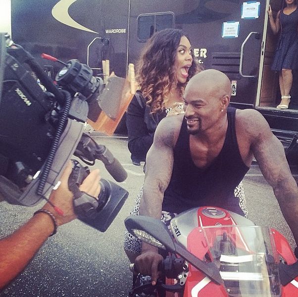 Tyson Beckford gave one lucky lady a motorcycle ride.