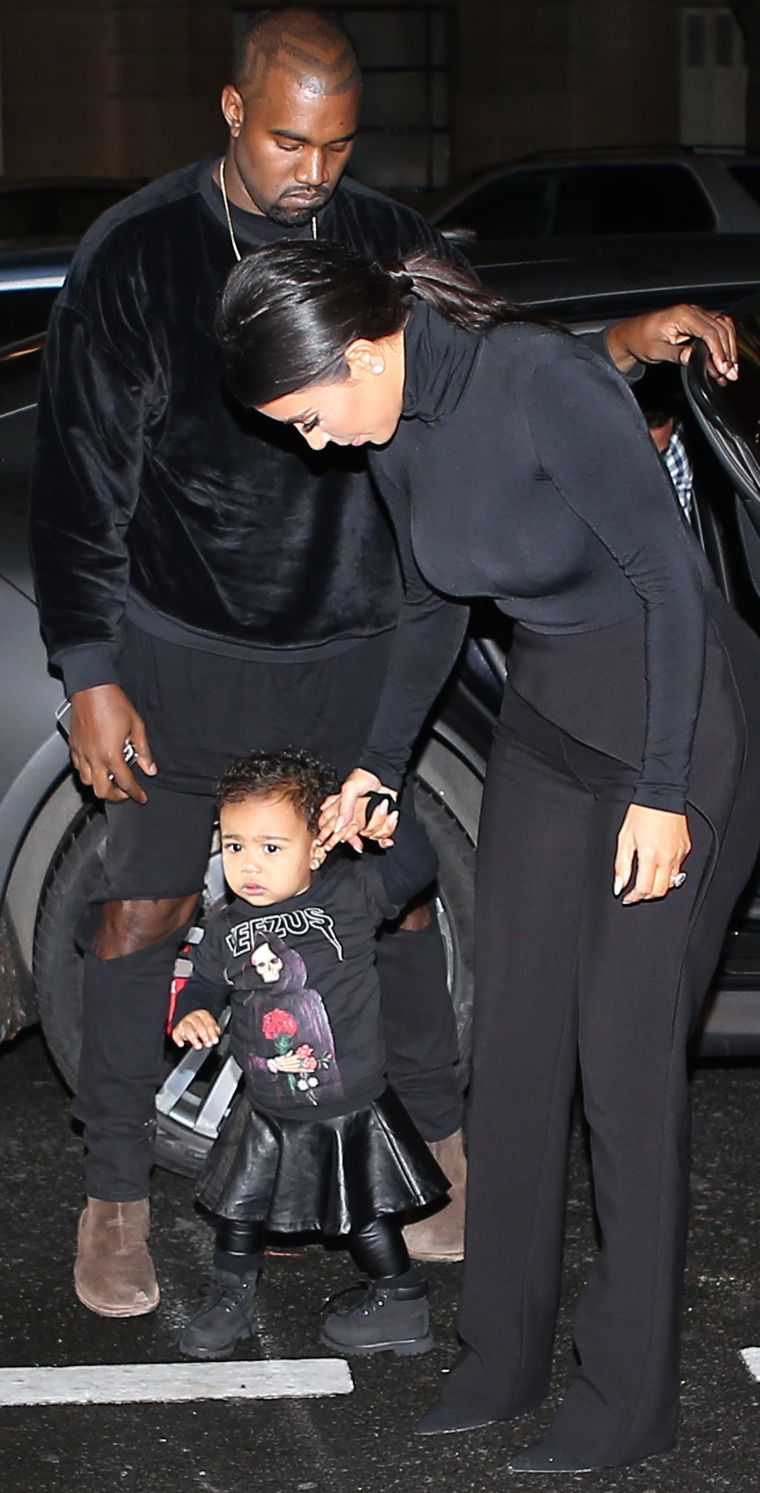 …After making her PFW debut at Balenciaga. Yeezus tour tee + leather skirt + Timbs = An apple that didn’t fall far from the swagu tree.