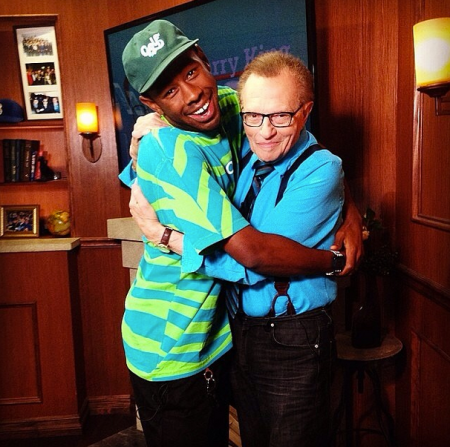 This is Tyler, The Creator embracing Larry King.
