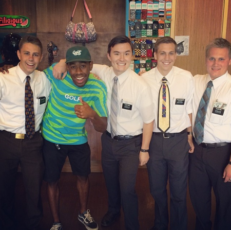 This is Tyler, The Creator and a group of Mormon men.