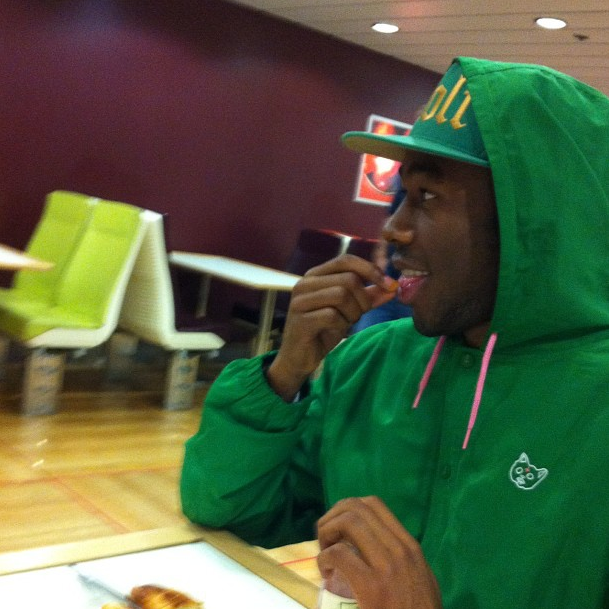 This is Tyler, The Creator eating a single bean by hand.
