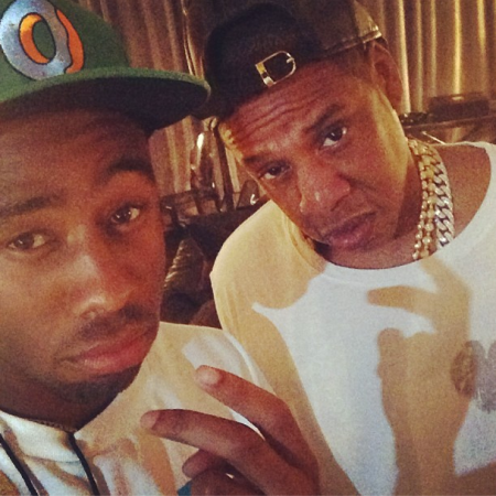 This is Tyler, The Creator in a very rare selfie with Jay Z.