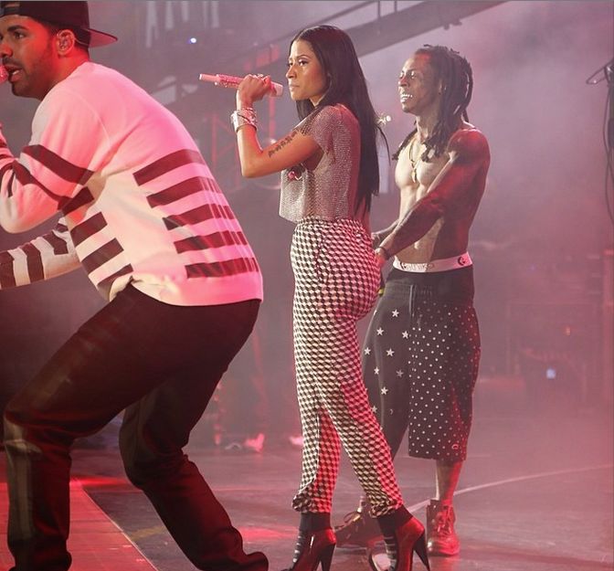 Nicki Holding Her Own With The Boys.