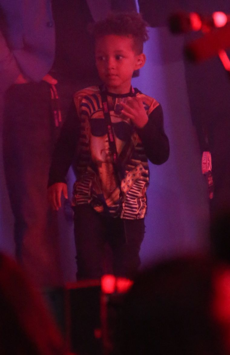 Baby Egypt watches his mother Alicia Keys perform from the side of the stage at CBS Radio’s We Can Survive concert at the Hollywood Bowl in Hollywood, CA.