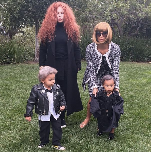 Kim Kardashian dresses as Anna Wintour, along with North and friends.