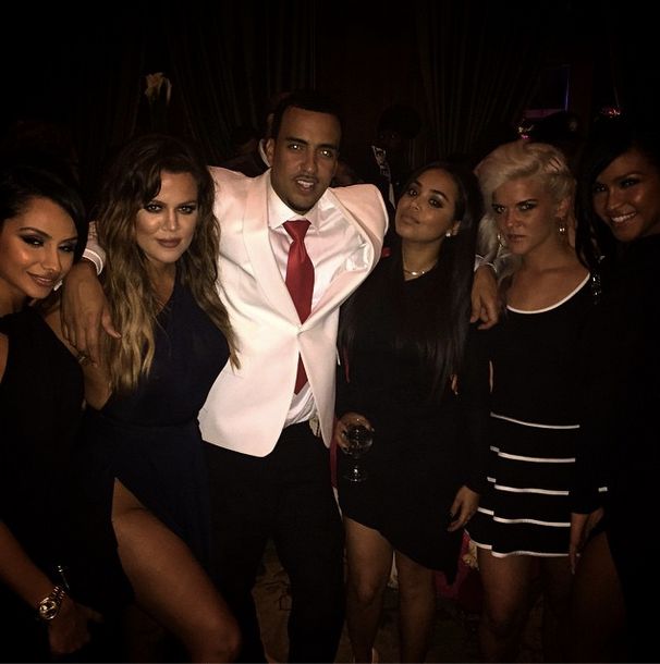 French poses with Khloe, Lauren London, and more ladies at his birthday party.