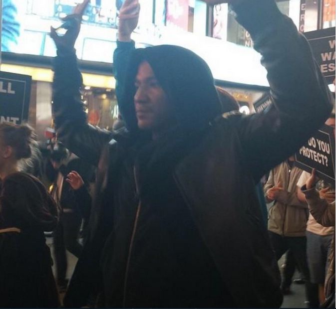 Q-Tip joined the Mike Brown protests in New York.