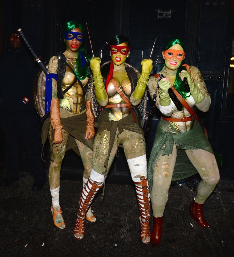 Rihanna and her friends slay in their sexy Ninja Turtles costumes.