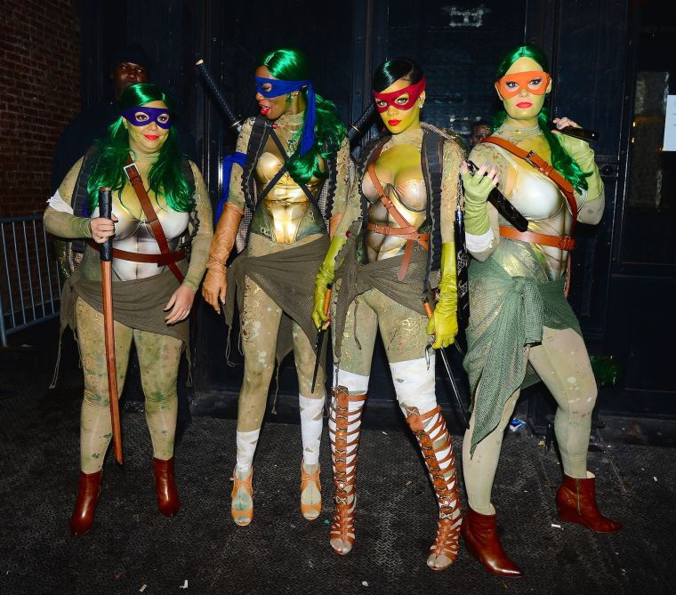Rihanna and friends get a group shot of their Ninja Turtle costumes.