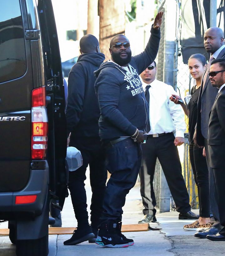 Rick Ross arrives at the ‘Jimmy Kimmel Live!’ studio for a concert and appearance.