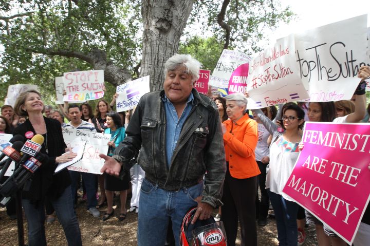 Jay Leno protested the Brunei Hotels in Beverly Hills.