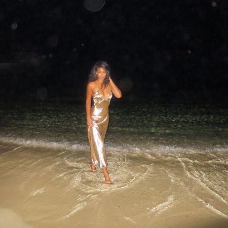 Golden goddess on the beach.