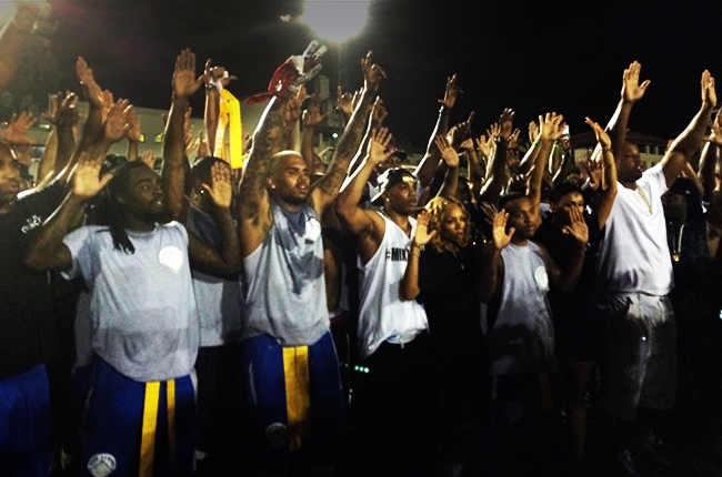 Chris Brown, Wale, Nelly and a few more celebs posed with their hands up in support of Mike Brown.