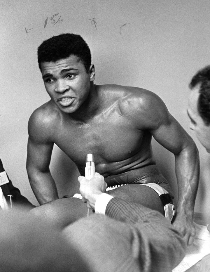 Muhammad Ali in the dressing room before a fight.