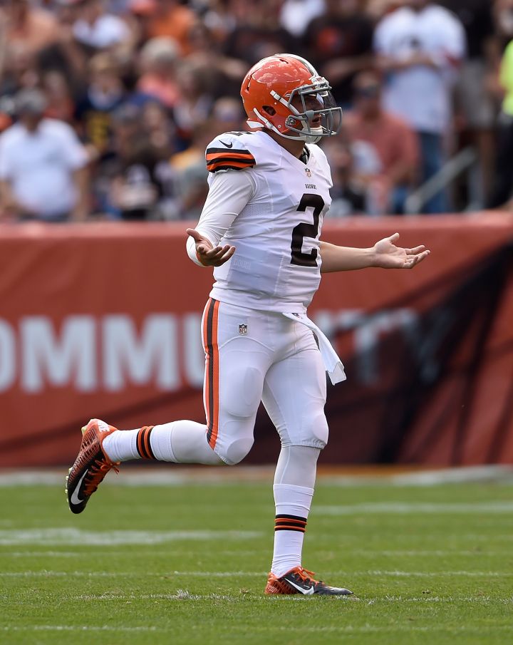 Johnny Football came into the game for a play and went over the sidelines pretending to not know what was going on…only to run down the field for a touchdown. Only thing is, that’s not an approved format. The Browns were penalized.