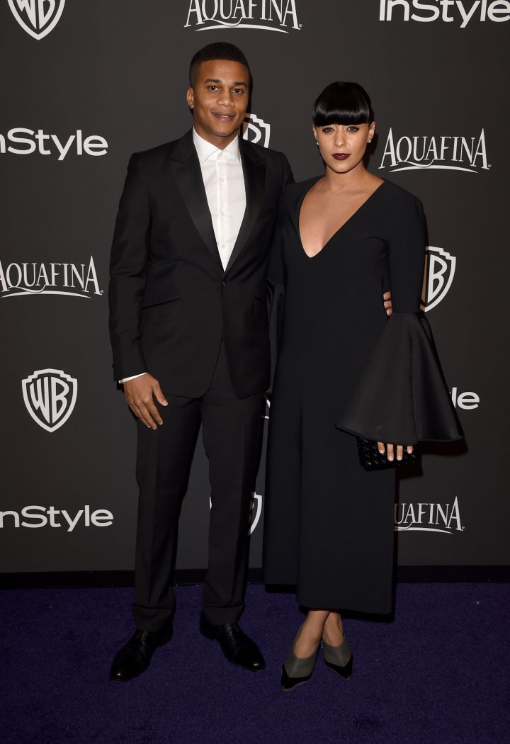 Tia Mowry complimented hubby Cory Hardrict in a black dress and dark lips.