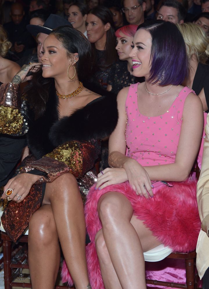 BFFs Katie Perry and Rihanna were all smiles.