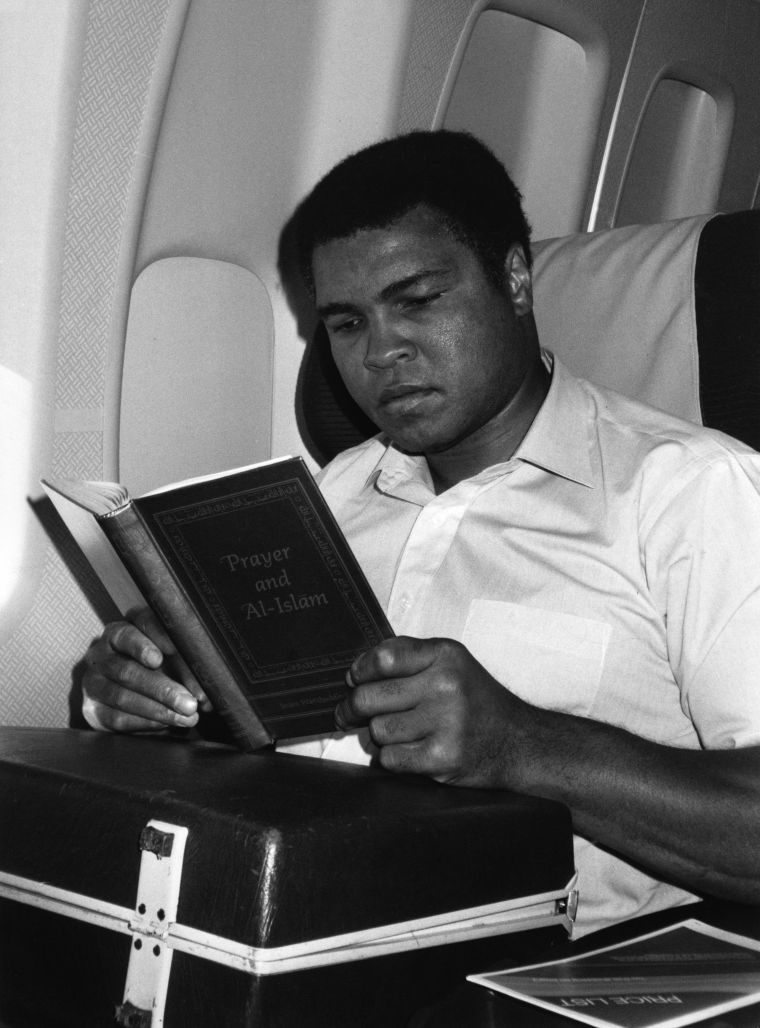 Reading on the plane.