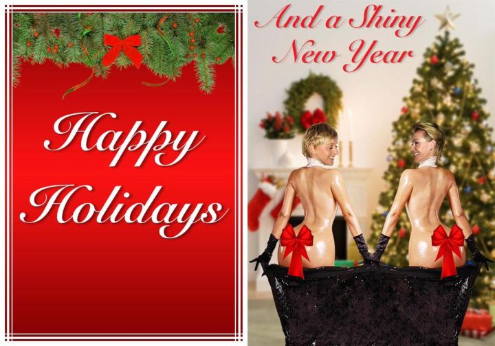 Dont’t forget the time she did her rendition of breaking the internet by copying Kim K’s infamous PAPER Magazine cover for her and wife Portia’s Christmas card.