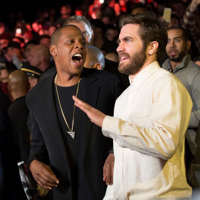 Jay Z and Jake Gyllenhaal joke around during the main event.