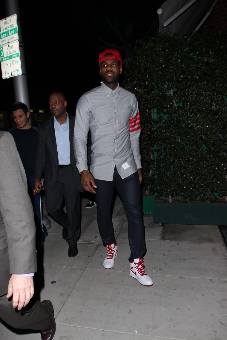 Baller LeBron James was spotted looking dapper as he left Mr. Chow with his crew.