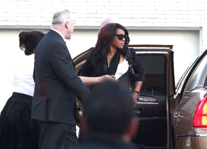 Bobbi Kristina arriving at Whigham Funeral Home for a private viewing for her mother, Whitney Houston.