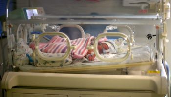 Newborn baby at hospital in Birmingham, England