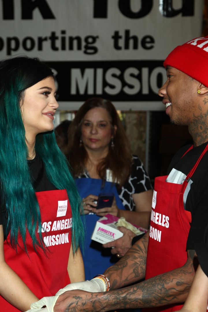 Tyga and Kylie stare into one another’s eyes.