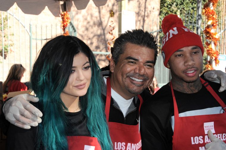 Tyga and Kylie pose with George Lopez.