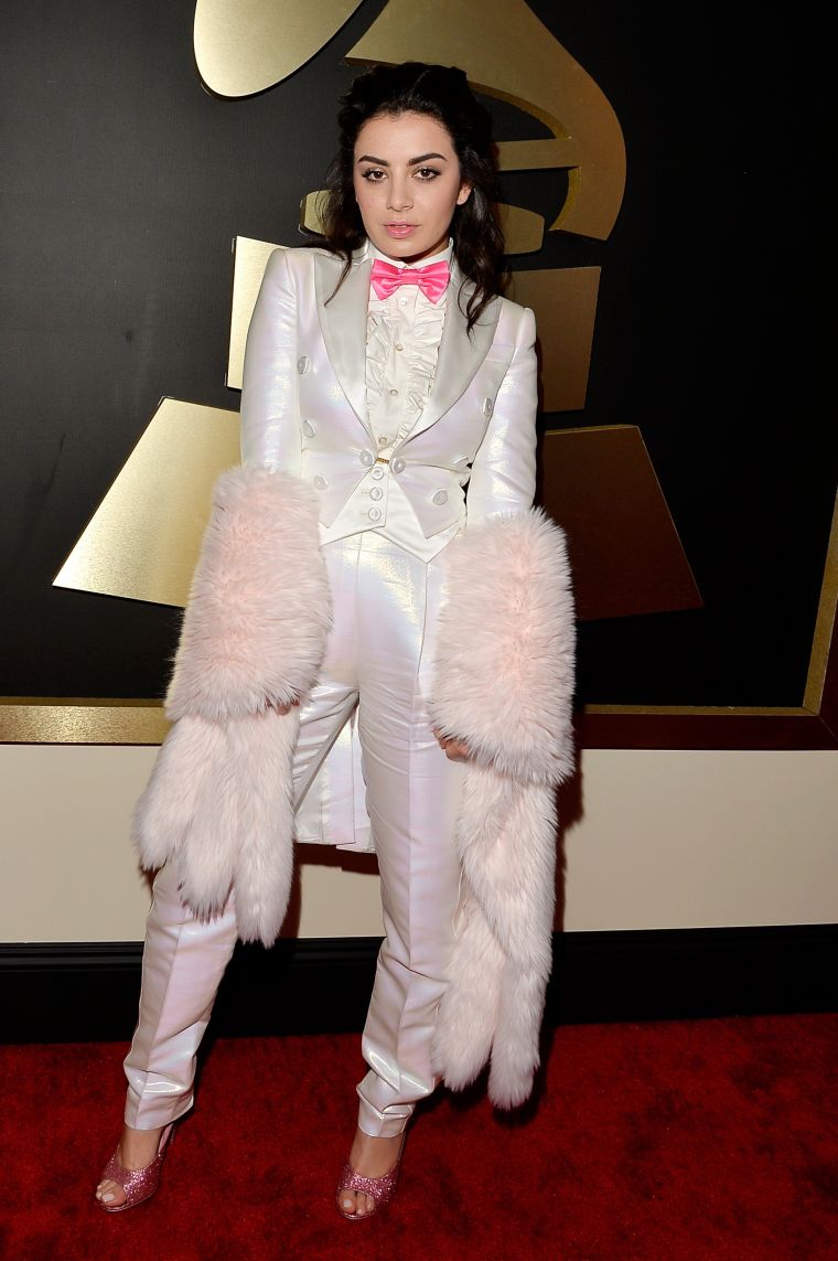 Charli XCX in a Moschino tux by Jeremy Scott