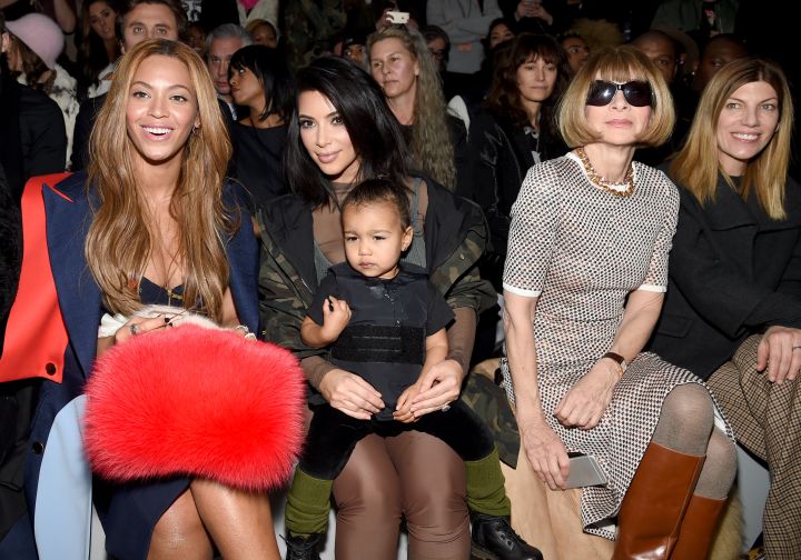 #Youcan’tsitwithus. Fashion elite Ana Wintour, Beyonce, and of course Kim Kardashian and North West came to support Kanye.