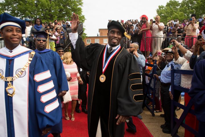 Diddy gets his inspirational speech on at Howard University last year.