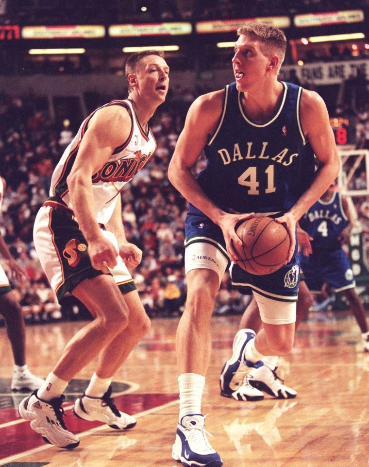 One German legend to another, Detlef Schrempf vs. Dirk, 1999.