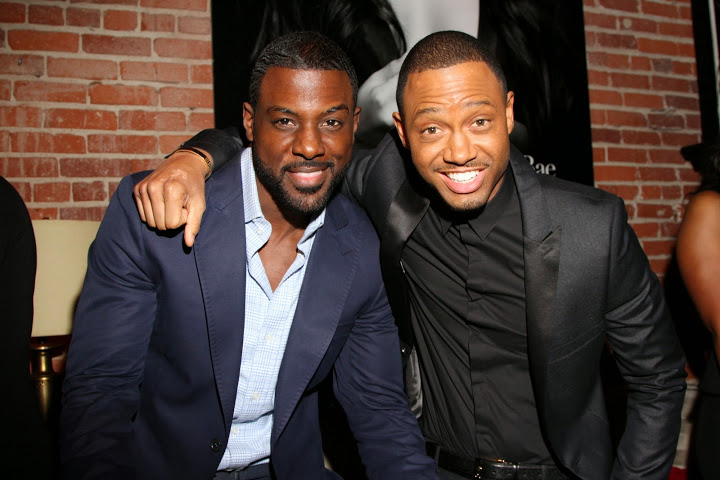 Lance Gross and Terrence J show off their million dollar smiles at the “50 Shades of BAE” party.