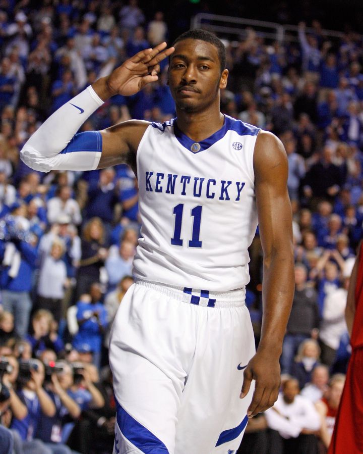 John Wall celebrates during a game against the Louisville Cardinals at Rupp Arena, 2010.