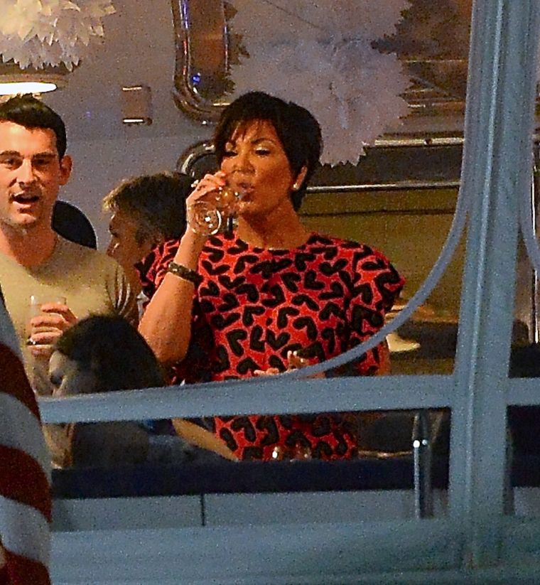 Kris Jenner enjoyed a glass with a friend.