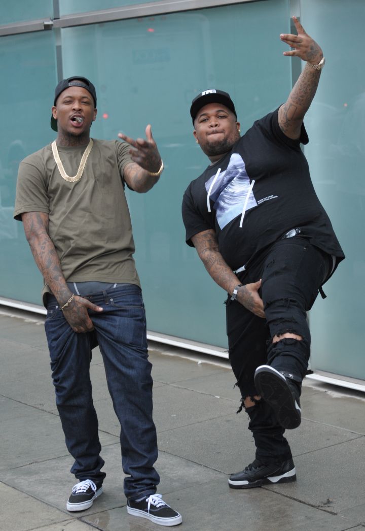 YG & DJ Mustard seen after the pre-Grammy brunch