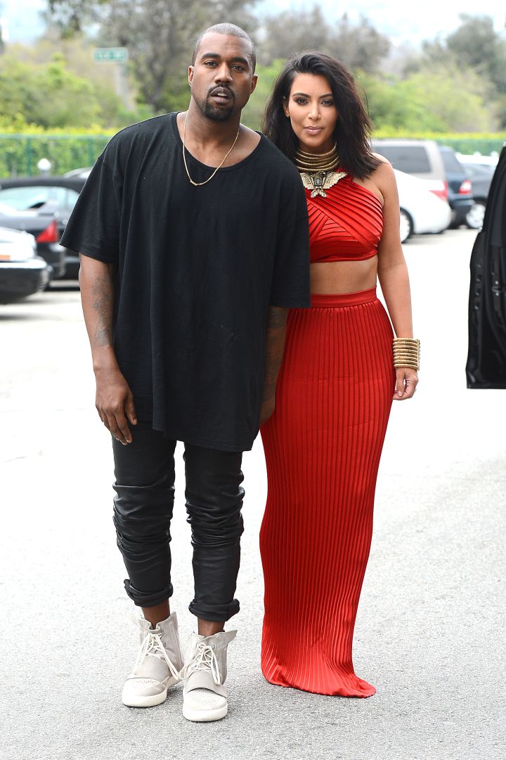 The Wests arriving at the pre-Grammy brunch